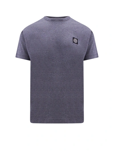 Stone Island Logo Patch Crewneck T-shirt In Grey