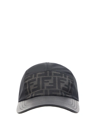 Fendi Ff Jacquard Cap In Nero/nero