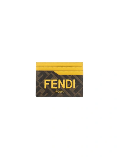 Fendi Ff Card Holder In Tbmr/giallo/sunfl