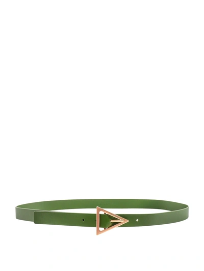 Bottega Veneta Green Leather Belt In Verde