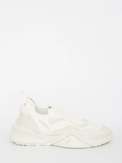 Fendi Flow Ff Jacquard Sneakers In White