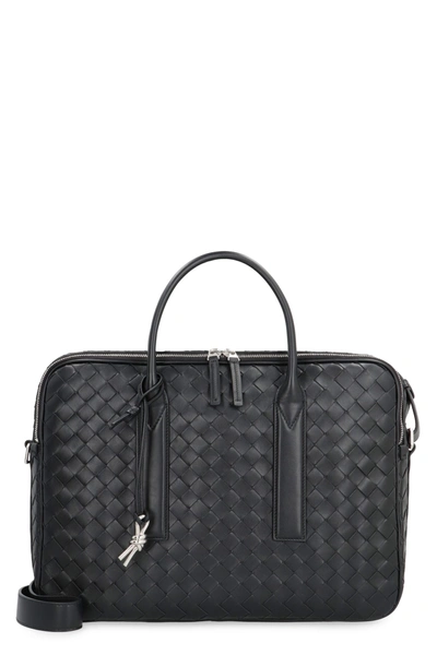 Bottega Veneta Getaway Large Briefcase In Black