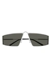 Saint Laurent 66mm Oversize Rectangular Sunglasses In Silver