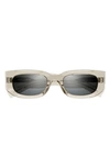 Saint Laurent 51mm Rectangular Sunglasses In Translucent Beige Grey