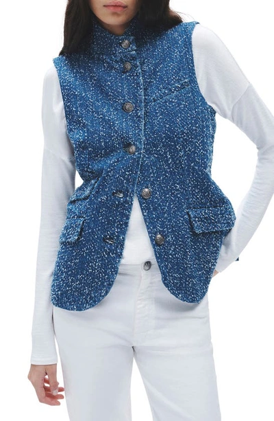 Rag & Bone Slade Textured Denim Waistcoat In Mid Tweed