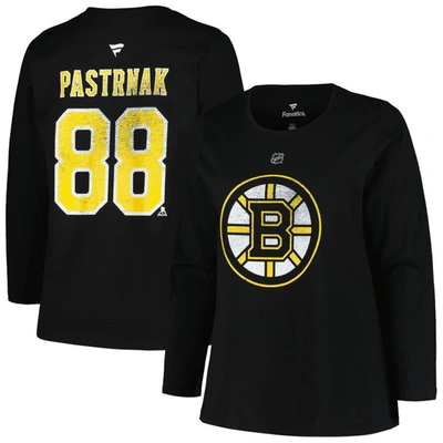 Profile David Pastrnak Black Boston Bruins Plus Size Name & Number Long Sleeve T-shirt