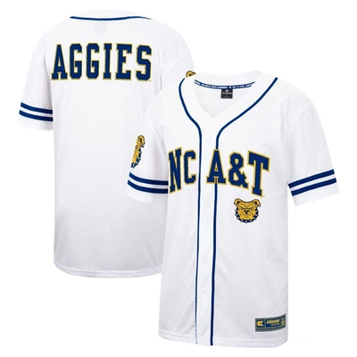Colosseum White North Carolina A&t Aggies Free Spirited Mesh Button-up Baseball Jersey