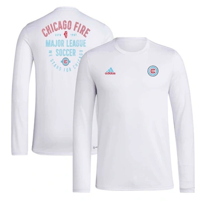 Adidas Originals Adidas White Chicago Fire Local Stoic Aeroready Long Sleeve T-shirt