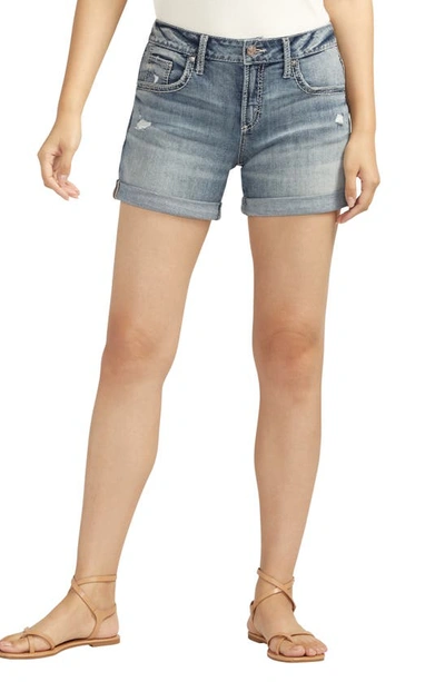 Silver Jeans Co. Cuffed Boyfriend Denim Shorts In Indigo