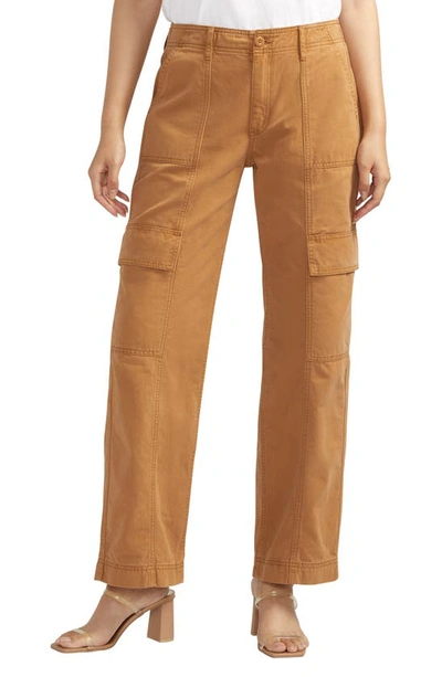 Silver Jeans Co. Wide Leg Cargo Jeans In Camel