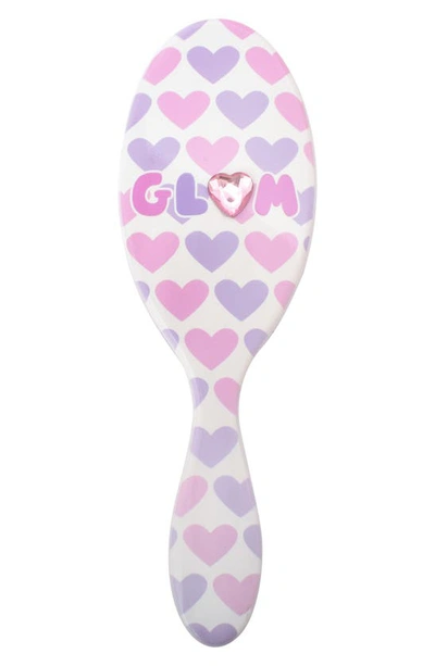 Omg Accessories Kids' Glam Heart Print Hairbrush In Purple/ Pink Multi