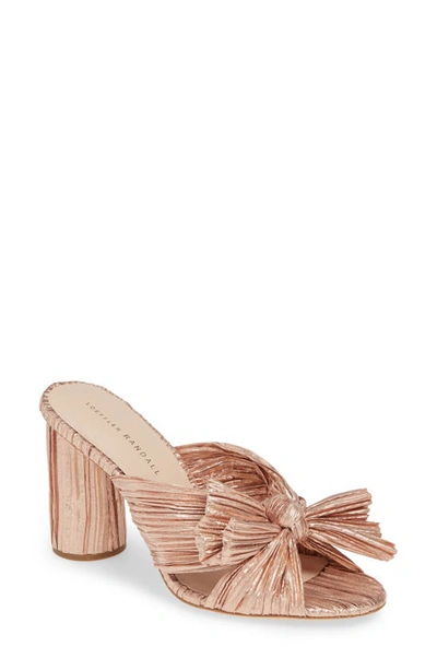 Loeffler Randall Penny Knotted Lamé Sandal In Rose Gold