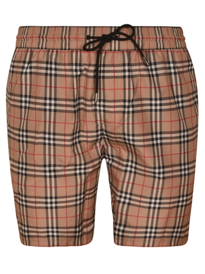 Burberry House Check Drawstring Waist Shorts In Archive Beige Ip Chk