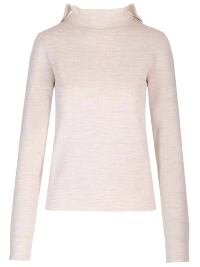 Fendi Reversible Wool Sweater In Beige
