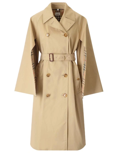 Burberry Trench Coat With Cape Sleeves In Beige