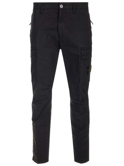 Stone Island Tapered Cargo Trousers In Black