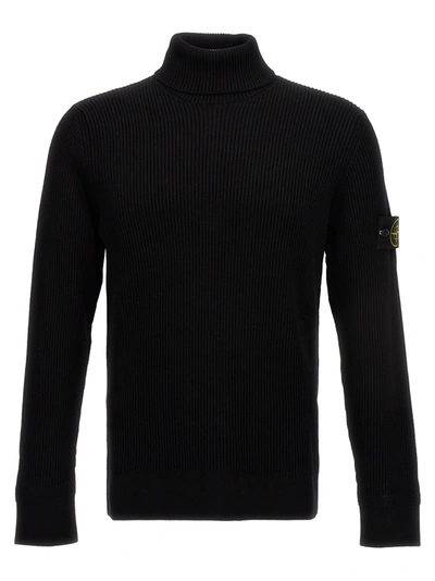 Stone Island Wool Turtleneck Sweater In Black