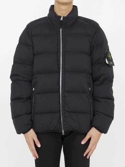 Stone Island Quilted Nylon Padded Jacket In Black