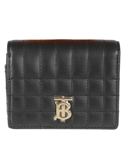 Burberry Tb Plaque Padded Snap Button Wallet In Black