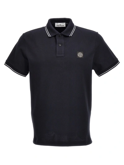 Stone Island Logo Patch Polo Shirt In Blue