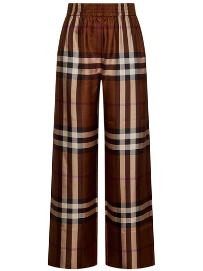 Burberry Alex Check Motif Trousers In Brown