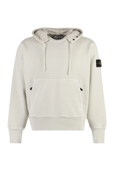 Stone Island Cotton Hoodie In Ivory
