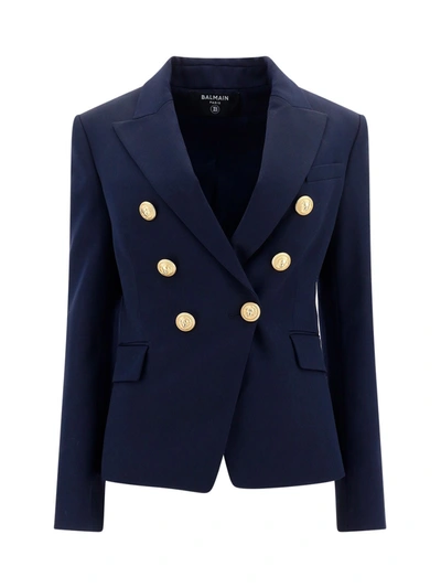 Balmain Double-breasted Blazer In Marine