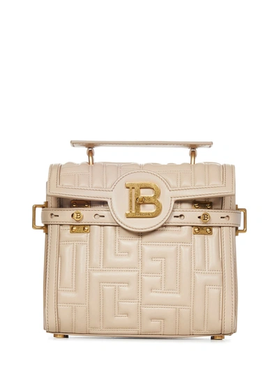 Balmain B-buzz 23 Bag In Beige Quilted Leather In Marrone