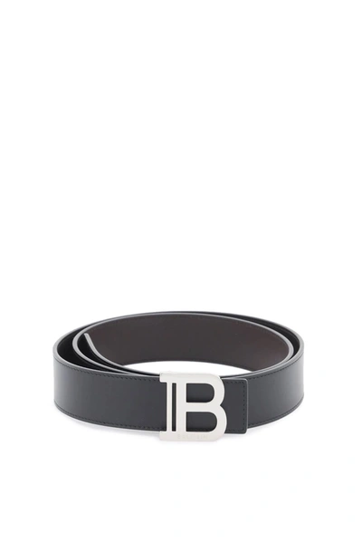 Balmain Belts In Black Leather In Noir Marron (black)