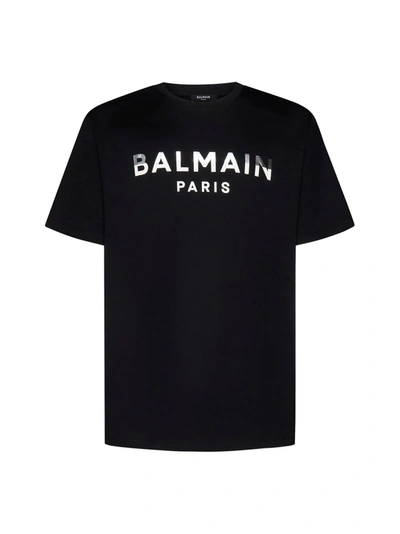 Balmain Black Oversize Crew-neck T-shirt In Noir Argent Creme