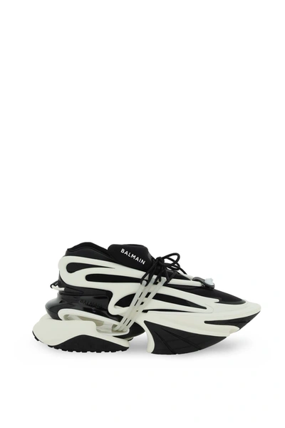 Balmain White And Black Unicorn Sneakers In Noir/blanc