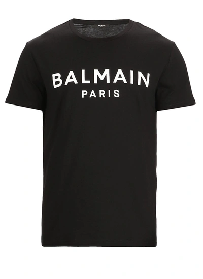 Balmain Logo Print Round-neck T-shirt In Noir/blanc