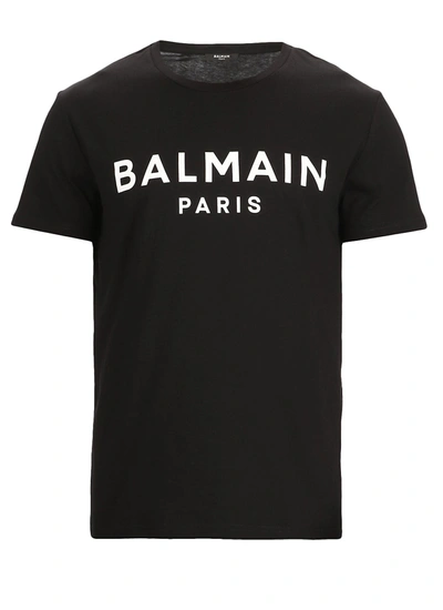 Balmain Logo Print Round-neck T-shirt In Black