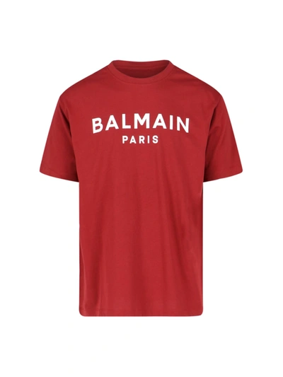 Balmain Logo T-shirt In Red