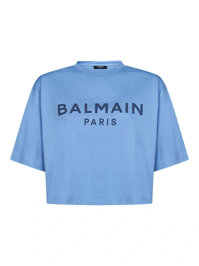 Balmain T-shirt In Sfv Bleu Clair Bleu Denim