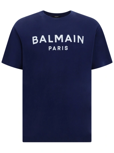 Balmain T-shirt In Sjw Marine Blanc