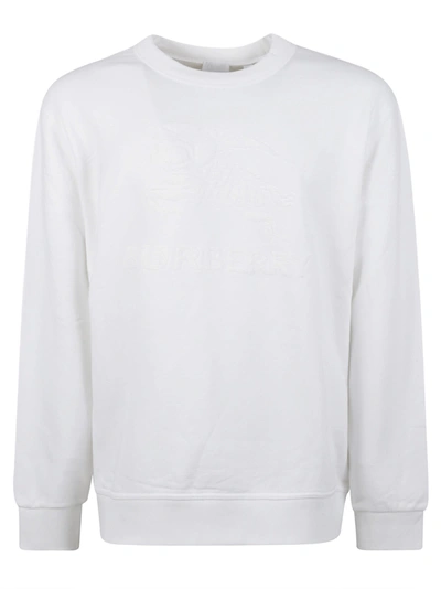 Burberry Logo Embroidered Rib Sweatshirt In White