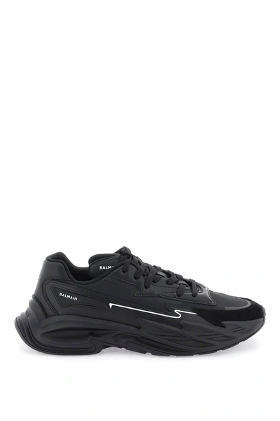 Balmain Low Top Run Row Sneakers In Black