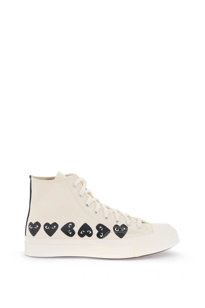 Comme Des Garçons Play Comme Des Garcons Play Multi Heart Converse X  Hi Top Sneakers In White