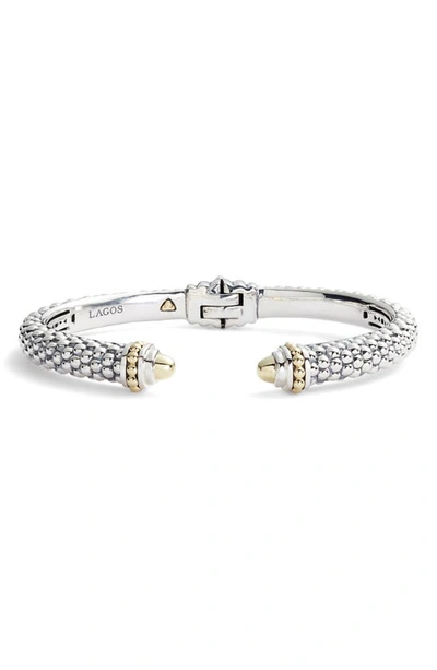 Lagos 18k Yellow Gold & Sterling Silver Signature Caviar Cuff Bracelet