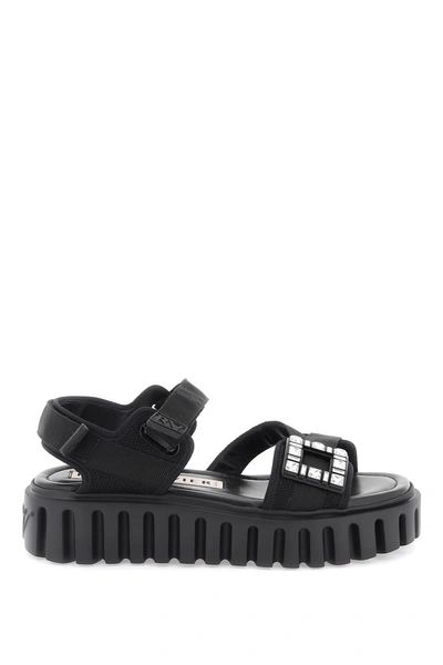 Roger Vivier Viv‘ Go-thick Trekky Platform Sandals In Black