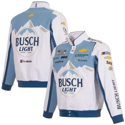 Jh Design White Ross Chastain Busch Light Twill Driver Uniform Full-snap Jacket