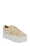 Guess Tesie Platform Sneaker In Light Natural Raffia