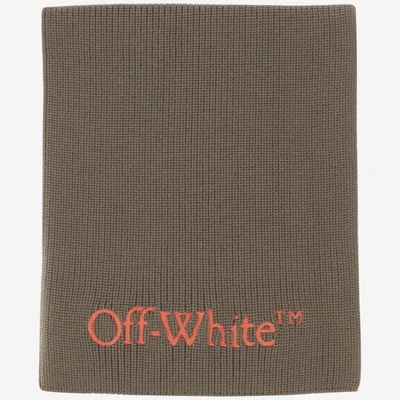 Off-white Bookish Knit Scarf In Army Green