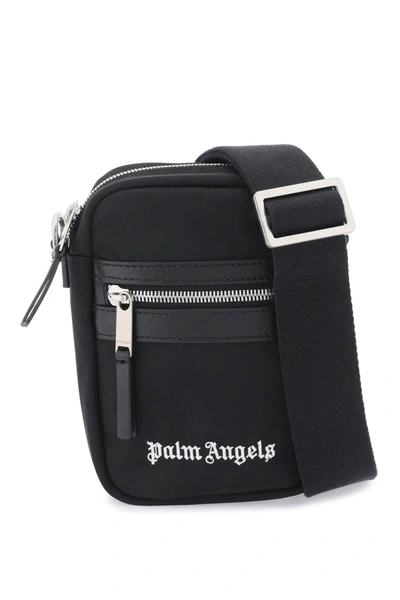 Palm Angels Logo Crossbody Bag In Black White (black)