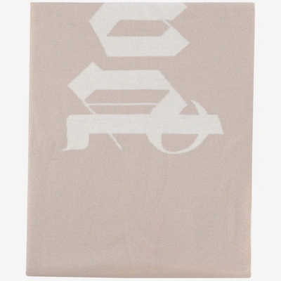 Palm Angels Scarf With Logo In Beige