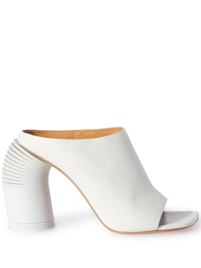 Off-white Leather Mules With Spring Heel In Bianco