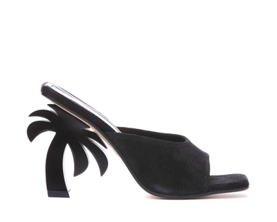 Palm Angels Black Leather Slippers