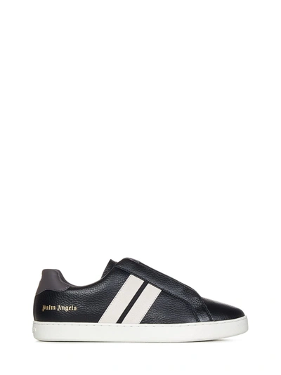 Palm Angels Logo Printed Lace-up Trainers In Black