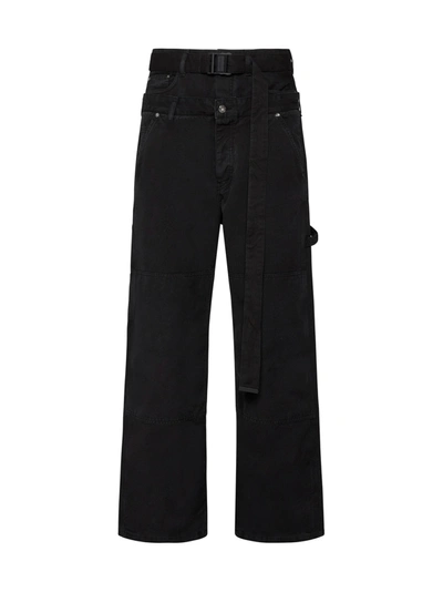 Off-white Black Denim Cargo Jeans With Belt